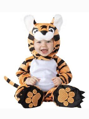Tiger Halloween Costume 12/18 months Orange 5 Pc Jumpsuit, Hood Unisex Toddler